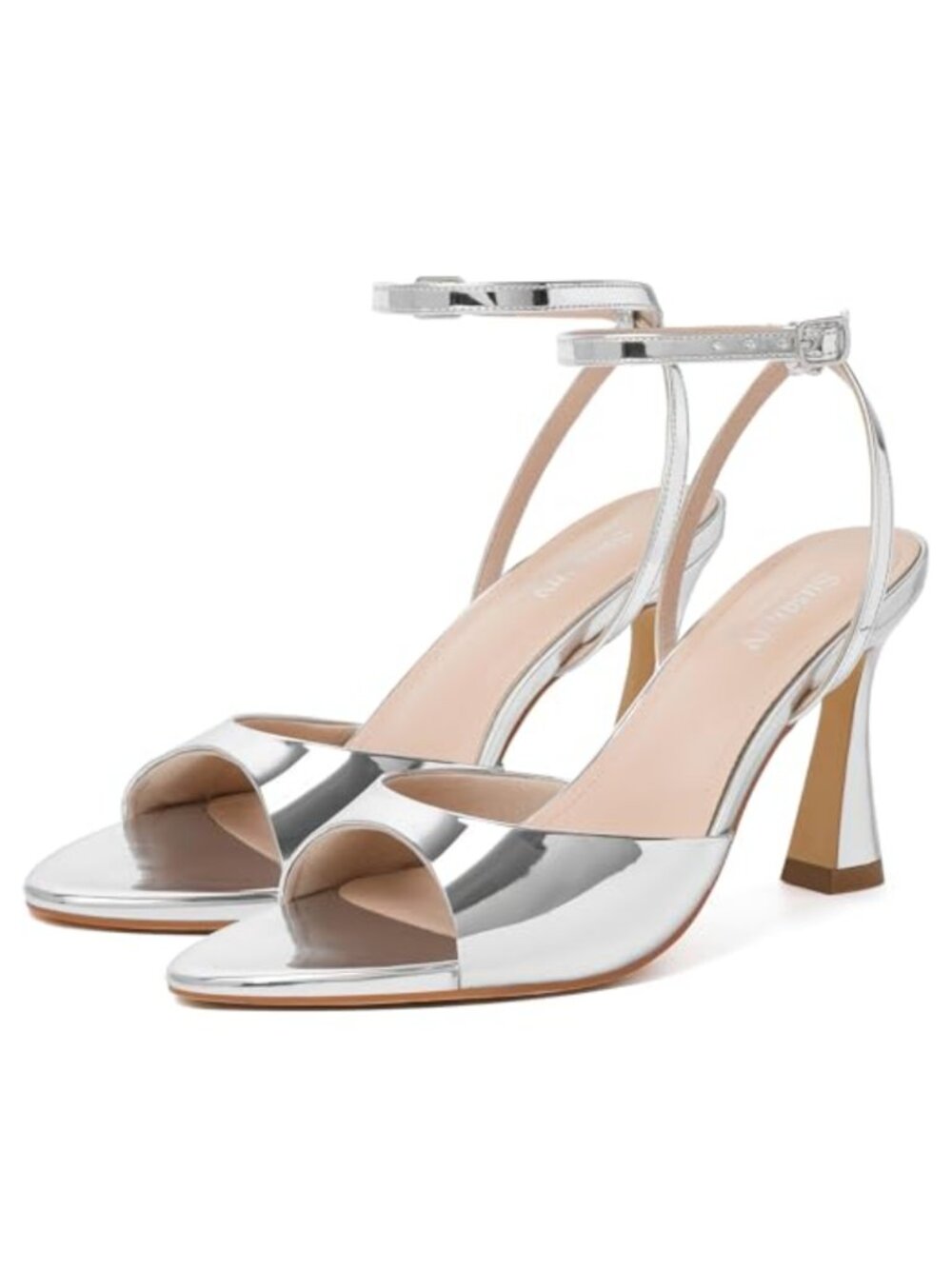 Susanny Women Pointed Open Toe Strappy Chunky Block Heels Ankle Strap Kitten